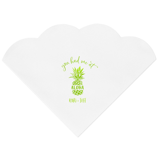 50 You Had Me At Aloha Napkin - Personalized Engagement Scalloped Luncheon Napkin (Foil)