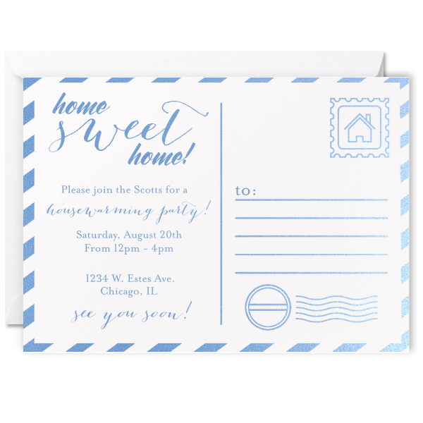 10 Postcard Home Sweet Home Invitation - Personalized Arch Invitation (Foil)