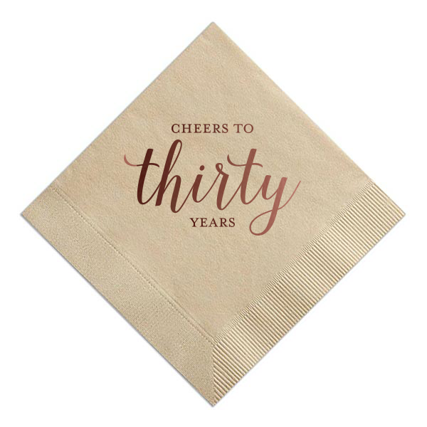 50 Cheers to Years Anniversary or Birthday Napkin - Personalized Anniversary Cocktail Napkin (Foil)