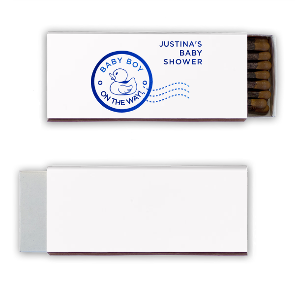 50 Baby On The Way Match - Personalized Baby Shower Cigar Matchbox (Foil)
