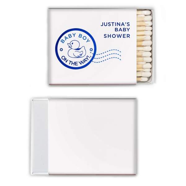50 Baby On The Way Match - Personalized Baby Shower Square Matchbox (Foil)