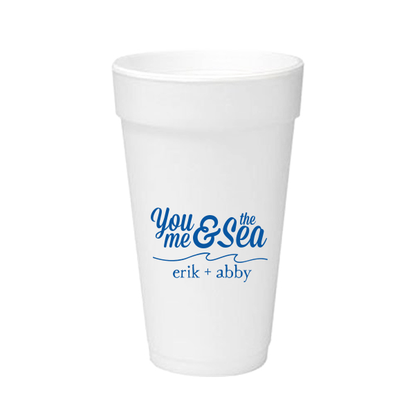 50 You, Me & The Sea Foam Cup - Personalized Wedding 20-oz. Styrofoam Cup (Ink)