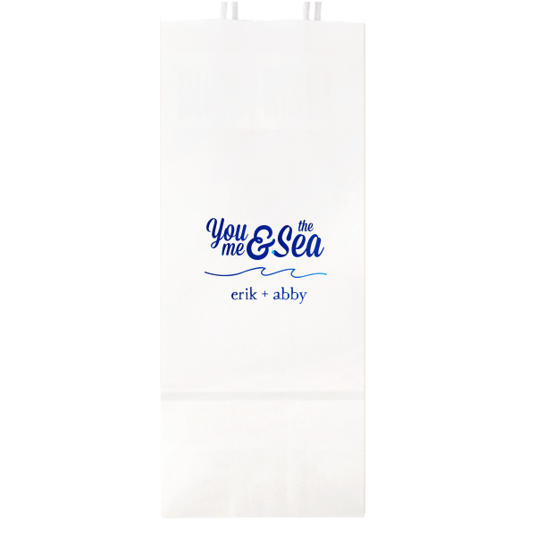 25 You, Me & The Sea Bag - Personalized Wedding Wine Gift Bag (Foil)