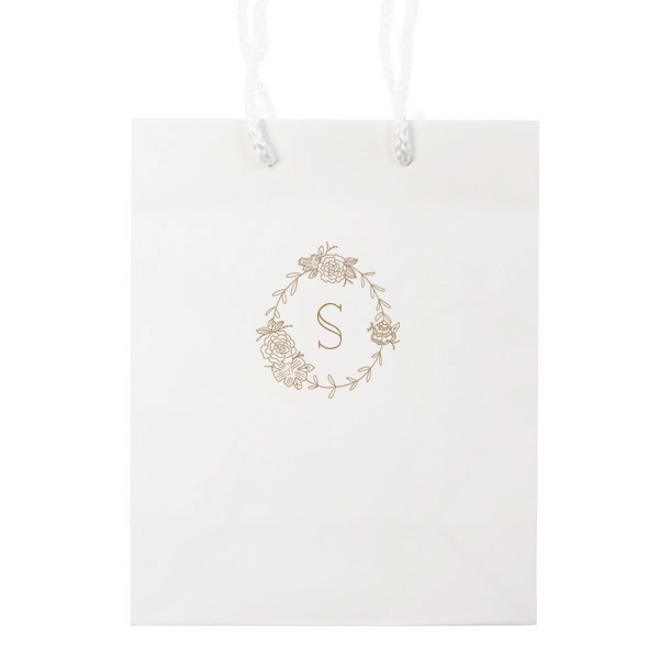 25 Romantic Peony Floral Frame Monogram Bag - Personalized Anniversary Classic Gift Bag (Foil)