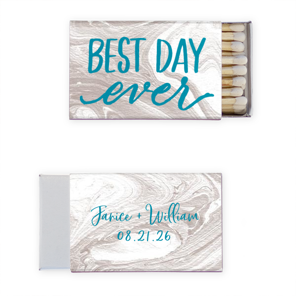 50 Best Day Ever Wedding Matchbox - Personalized Wedding Classic Matchbox (Foil)