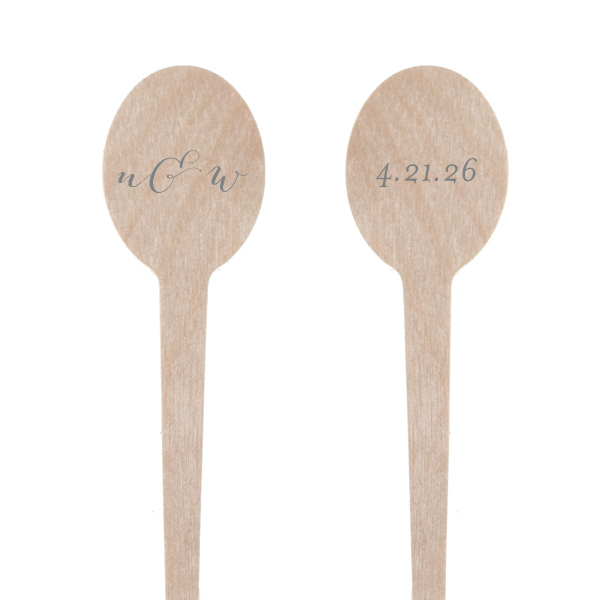 Stir up elegance with the Calligraphy Initials Stirrer, featuring a couple's initials in refined calligraphy, joined by a swirling ampersand. The flip side's date adds a bespoke twist, elevating cocktails with a dash of personalized panache.