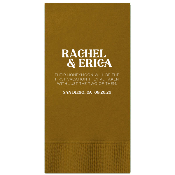 Custom Bronze Cocktail Napkin with Matte White Foil can be personalized to match your party's exact theme and tempo.