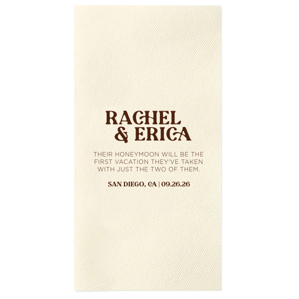 Custom Bronze Cocktail Napkin with Matte White Foil can be personalized to match your party's exact theme and tempo.