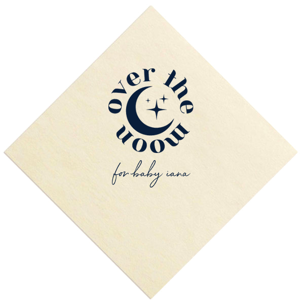 50 Over The Moon Baby Shower Napkin - Personalized Cocktail Napkin (Foil)