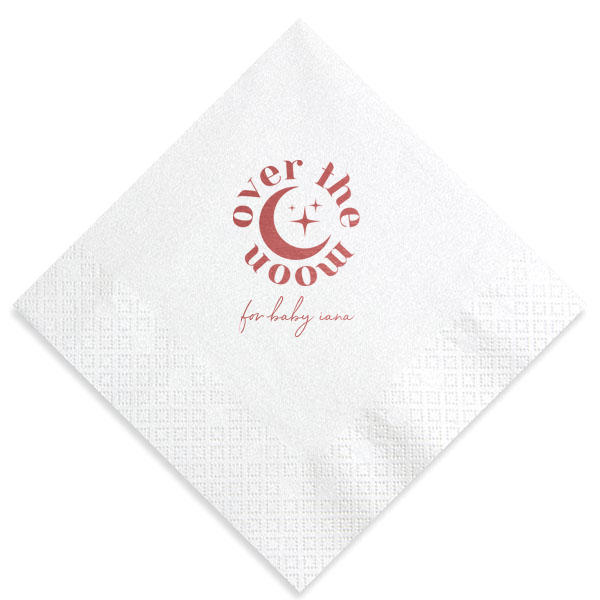 50 Over The Moon Baby Shower Napkin - Personalized Luncheon Napkin (Foil)