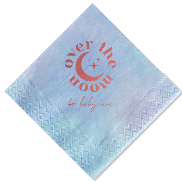 50 Over The Moon Baby Shower Napkin - Personalized Cocktail Napkin (Foil)