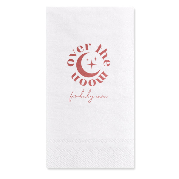 50 Over The Moon Baby Shower Napkin - Personalized Guest Hand Towel (Foil)