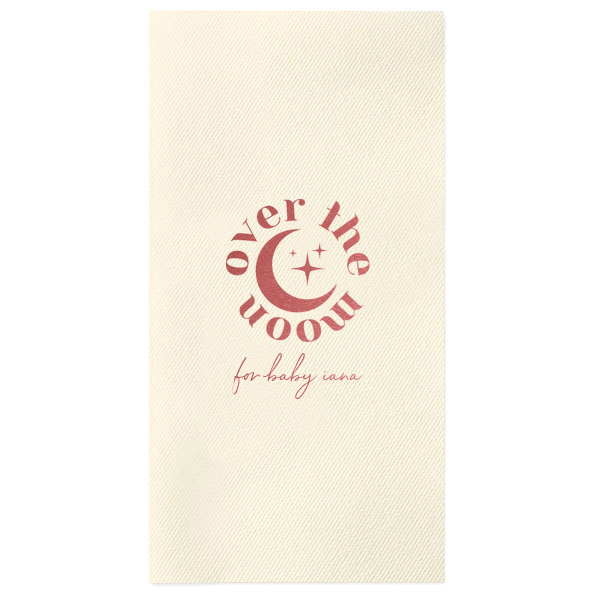 50 Over The Moon Baby Shower Napkin - Personalized Paper Guest Towel (Foil)