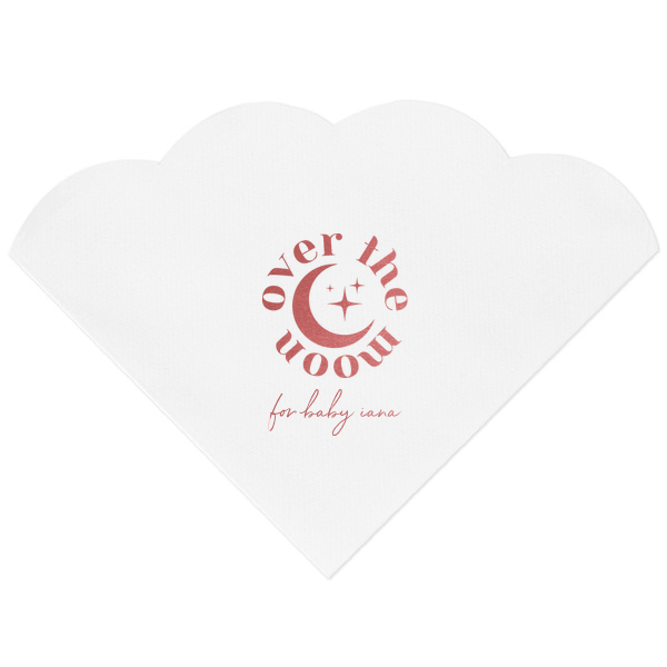50 Over The Moon Baby Shower Napkin - Personalized Scalloped Luncheon Napkin (Foil)