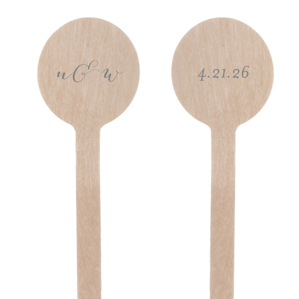 Stir up elegance with the Calligraphy Initials Stirrer, featuring a couple's initials in refined calligraphy, joined by a swirling ampersand. The flip side's date adds a bespoke twist, elevating cocktails with a dash of personalized panache.