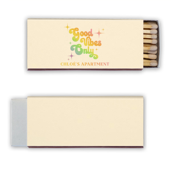 50 Good Vibes Only My Apartment Matches - Personalized Candle Matchbox (Foil)