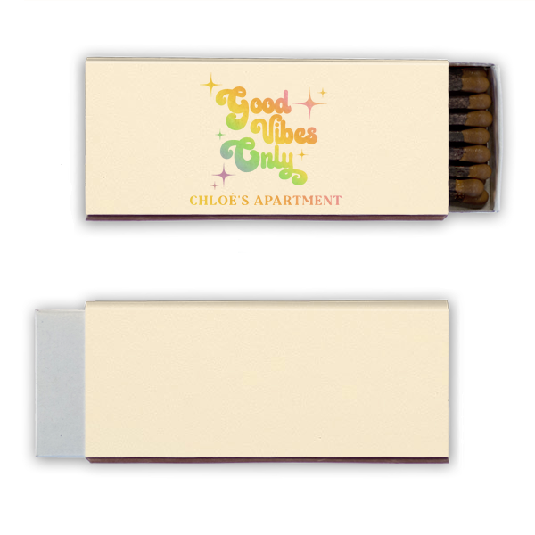 50 Good Vibes Only My Apartment Matches - Personalized Cigar Matchbox (Foil)