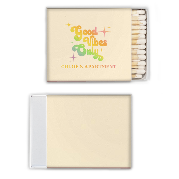 50 Good Vibes Only My Apartment Matches - Personalized Square Matchbox (Foil)