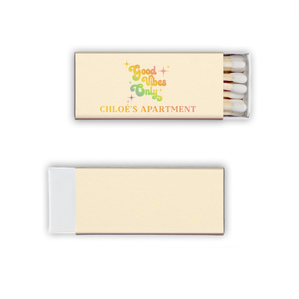 50 Good Vibes Only My Apartment Matches - Personalized Mini Matchbox (Foil)