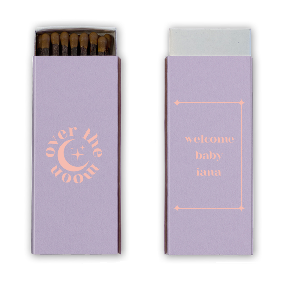 50 Over the Moon Baby Shower Matchbox - Personalized Cigar Matchbox (Foil)
