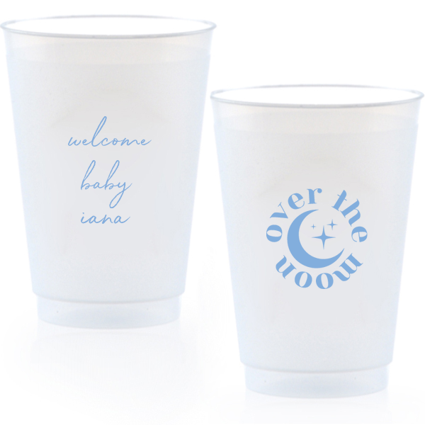 50 Over The Moon Baby Shower Cup - Personalized 20-oz. Frosted Cup (Ink)