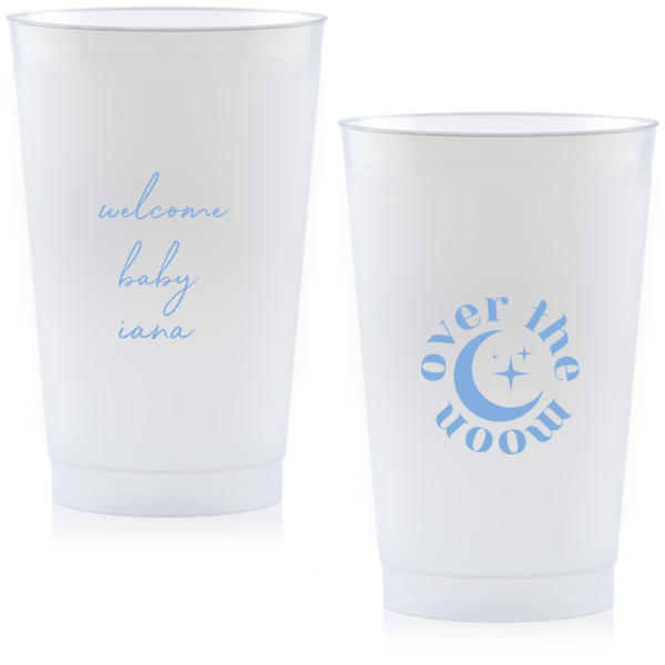 50 Over The Moon Baby Shower Cup - Personalized 24-oz. Frosted Cup (Ink)