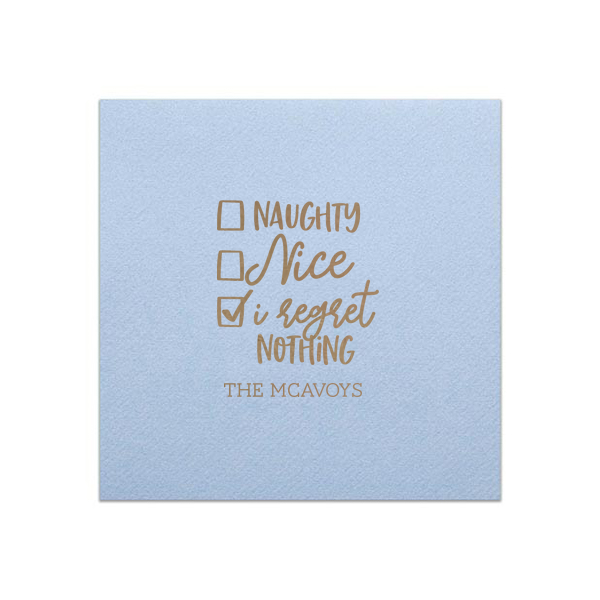 50 Naughty or Nice Napkin - Personalized Seasonal Cocktail Napkin (Foil)