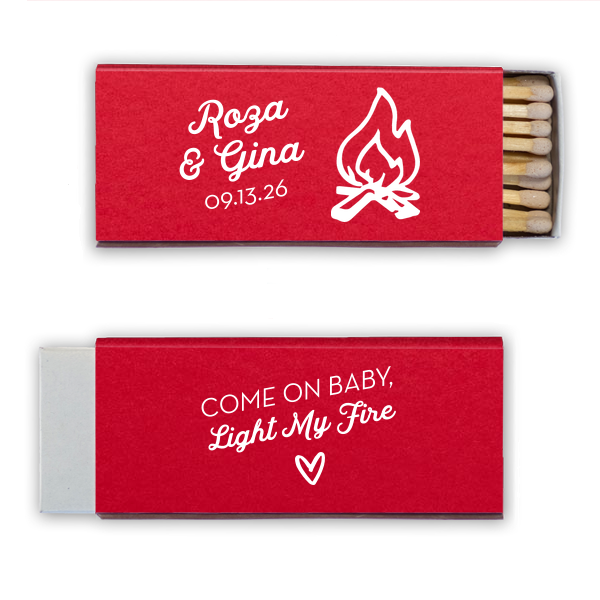 50 Light My Fire Match - Personalized Wedding Candle Matchbox (Foil)