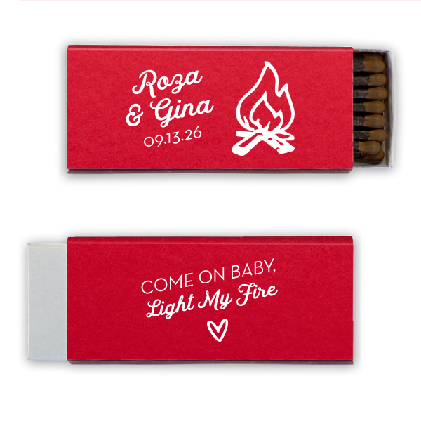 50 Light My Fire Match - Personalized Wedding Cigar Matchbox (Foil)
