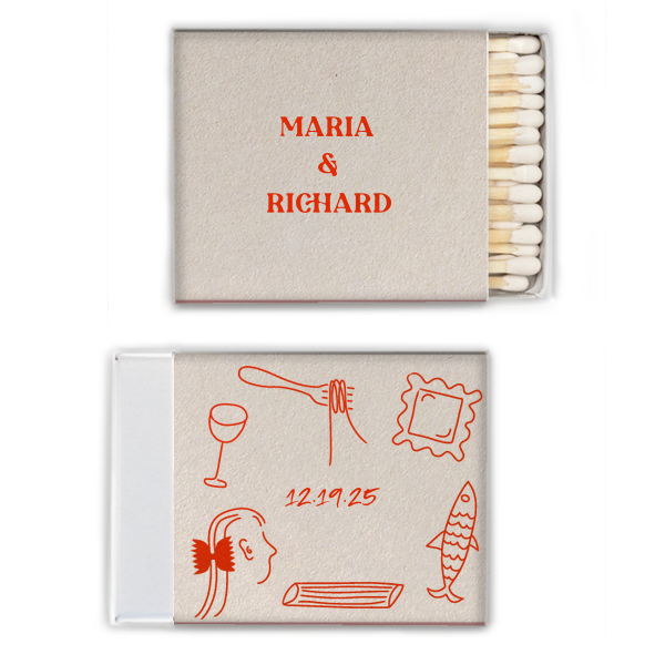 Pasta Party Hand Drawn Matchbox