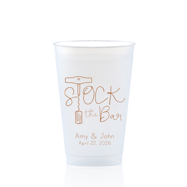 Get ready to raise a glass with the Stock the Bar Couples Cup! The corkscrew and cork cleverly transform into the "T" of Stock, embodying bar-side sophistication. Perfect for turning any gathering into a spirited celebration. Personalize it to make the perfect match for your soiree. Cheers to tipping the top shelf!