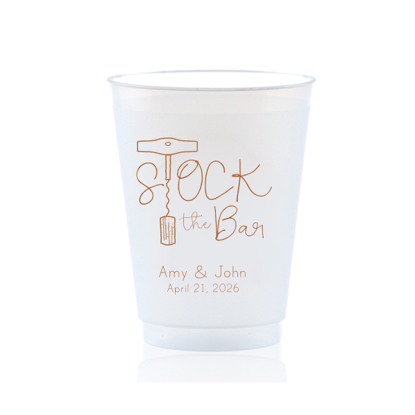 Get ready to raise a glass with the Stock the Bar Couples Cup! The corkscrew and cork cleverly transform into the "T" of Stock, embodying bar-side sophistication. Perfect for turning any gathering into a spirited celebration. Personalize it to make the perfect match for your soiree. Cheers to tipping the top shelf!