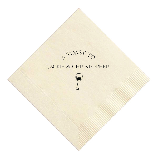 50 A Toast To Wine Glass Napkin - Personalized Cocktail Napkin (Foil)