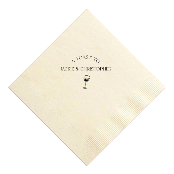 50 A Toast To Wine Glass Napkin - Personalized Luncheon Napkin (Foil)