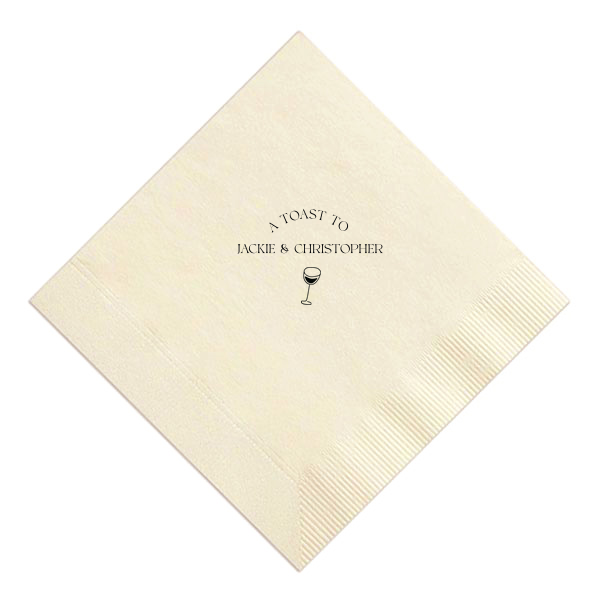 50 A Toast To Wine Glass Napkin - Personalized Dinner Napkin (Foil)