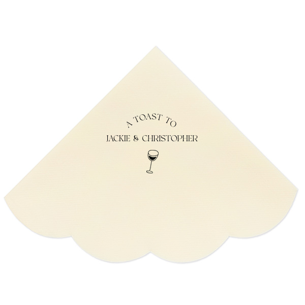 50 A Toast To Wine Glass Napkin - Personalized Scalloped Luncheon Napkin (Foil)