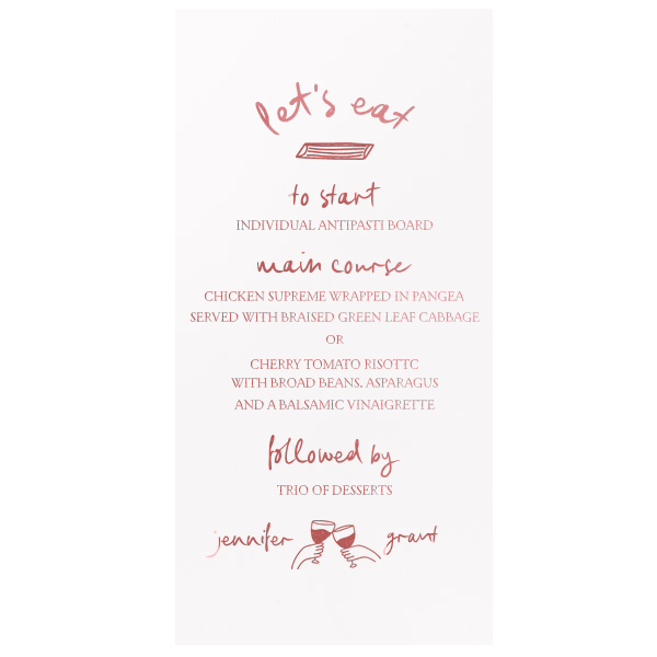 25 Kitschy Cocktial Hour Whimsical Wedding Menu - Personalized Menu (4 x 8) (Foil)