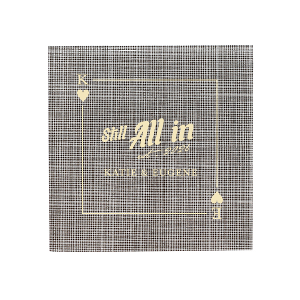 50 Hearts Playing Card Still All In Napkin - Personalized Cocktail Napkin (Foil)