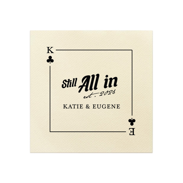 50 Clubs Playing Card Still All In Napkin - Personalized Cocktail Napkin (Foil)