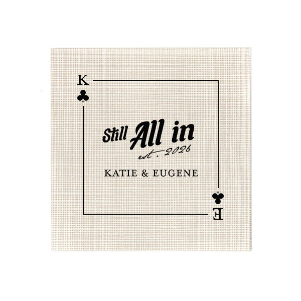 50 Clubs Playing Card Still All In Napkin - Personalized Cocktail Napkin (Foil)