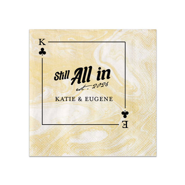 50 Clubs Playing Card Still All In Napkin - Personalized Cocktail Napkin (Foil)