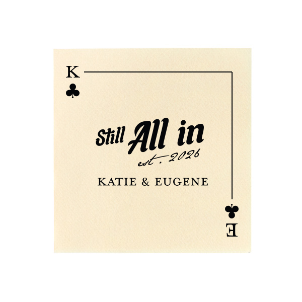 50 Clubs Playing Card Still All In Napkin - Personalized Petite Cocktail Napkin (Foil)
