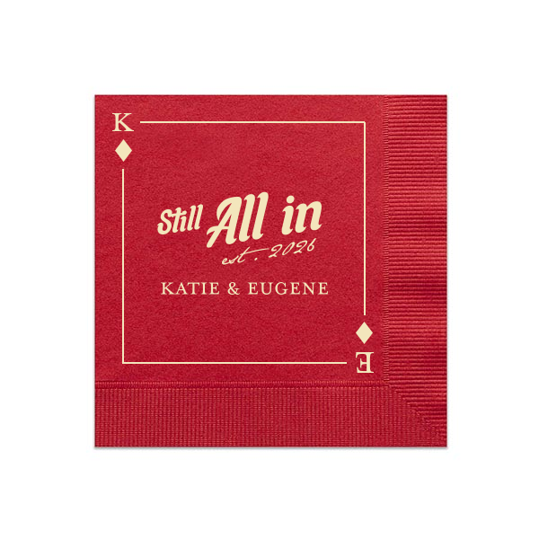 50 Diamonds Playing Card Still All In Napkin - Personalized Cocktail Napkin (Foil)