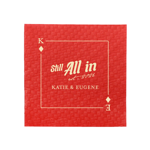 50 Diamonds Playing Card Still All In Napkin - Personalized Cocktail Napkin (Foil)