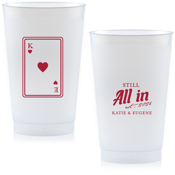 50 Playing Card Still All In Anniversary Cup - Personalized 24-oz. Frosted Cup (Ink)