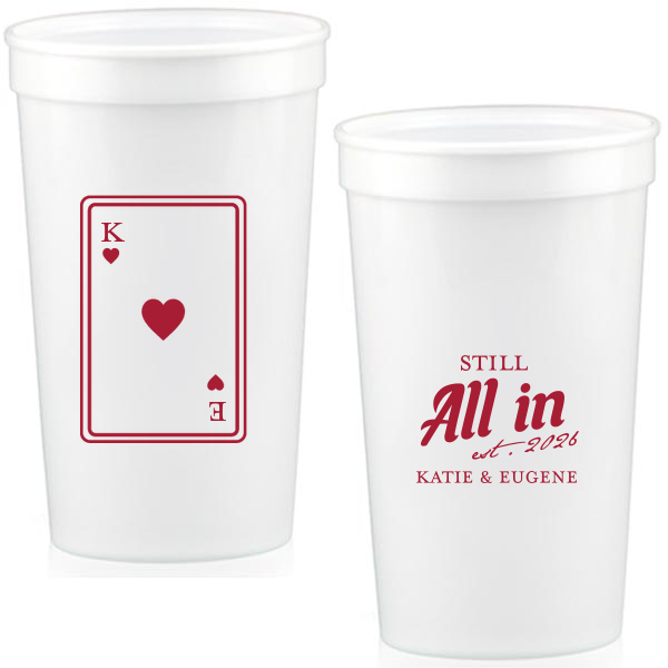 50 Playing Card Still All In Anniversary Cup - Personalized 32-oz. Stadium Cup (Ink)
