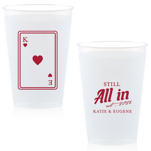 50 Playing Card Still All In Anniversary Cup - Personalized 12-oz. Frosted Cup (Ink)