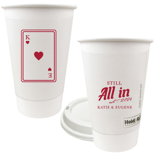 50 Playing Card Still All In Anniversary Cup - Personalized 16-oz. Double Wall Paper Hot Cup (Ink)