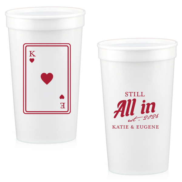 50 Playing Card Still All In Anniversary Cup - Personalized 22-oz. Stadium Cup (Ink)