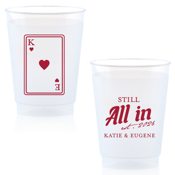 50 Playing Card Still All In Anniversary Cup - Personalized 10-oz. Frosted Cup (Ink)